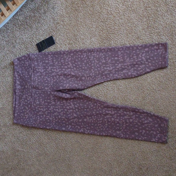 90 Degree By Reflex Pants - XXL Purple Mocha with Brush Spots Design Print Yoga Workout Pants NWT